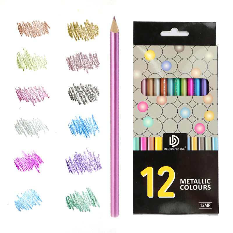 12pcs metallisch ungiftiger Farbstifte 12 Malvorlagen Zeichnungsstift 12Colors1