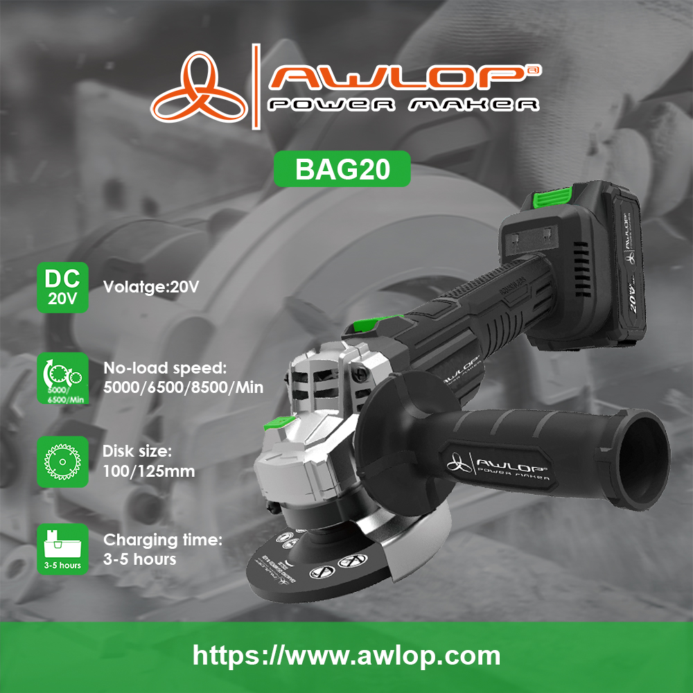 Bag20 Awlop 20V Brushlessless Angle Grinder