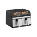 9L 1700W Doppeltopf, abnehmbarer Griff, Farbbildschirm, mehrere Menüs, doppelte Heizelemente, Edelstahloberfläche, Heißluftfritteuse1