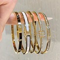 2024 Trendy Women's Stainless Steel 18K Gold Plated Bangle Bracelets with Mixed Designs1