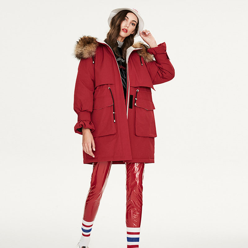 Parka con capucha de color liso