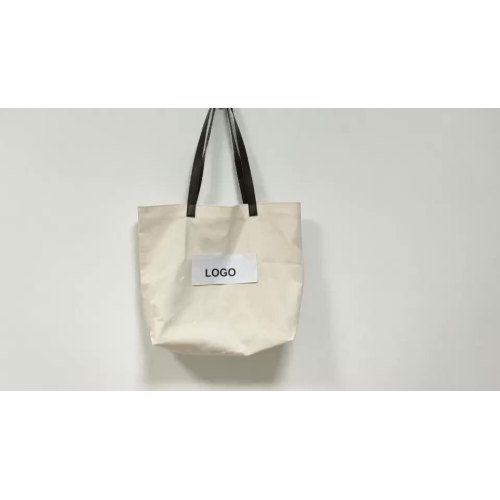 Eco-Friendly Large Canvas Handbag Cotton Natural Embroidery Printed Logo Leather Handle Shopping Market Tote Bags1