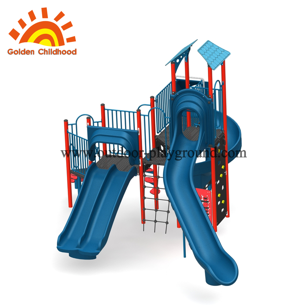Preschool outdoor plastic slide playstructure
