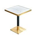 Modern Cafe Bar Dining Table with Gold Base and Marble Top1