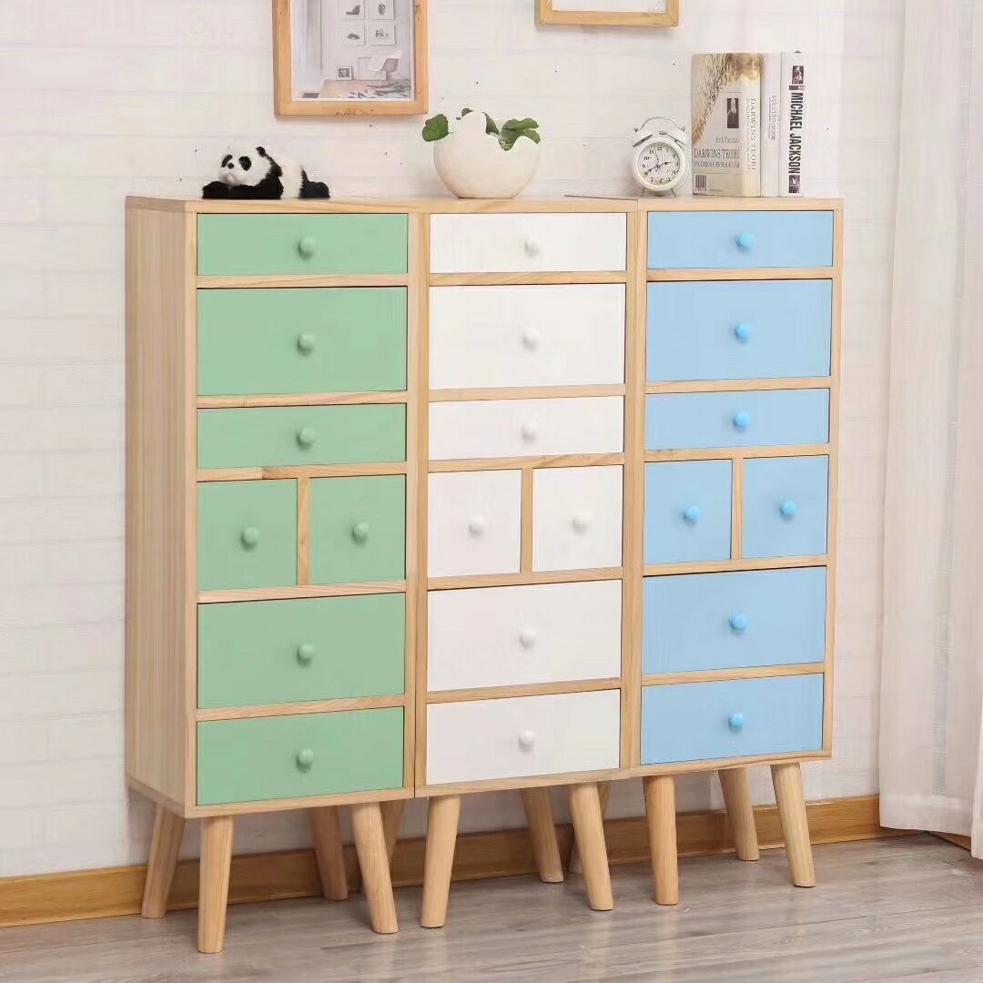 Customized Wood Storage Cabinet Floor Standing Bathroom Unit Wooden 4 Drawer Cupboard