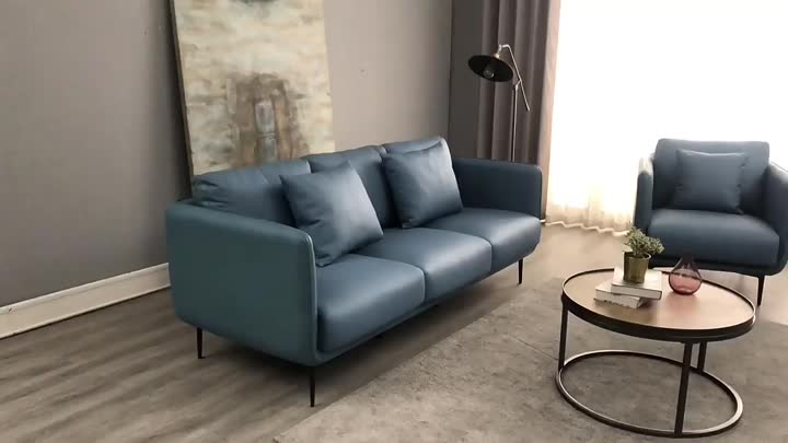 blue leather sofa , leisure sofa