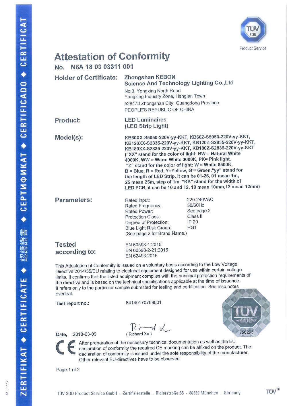 LED TUV CERT_CE