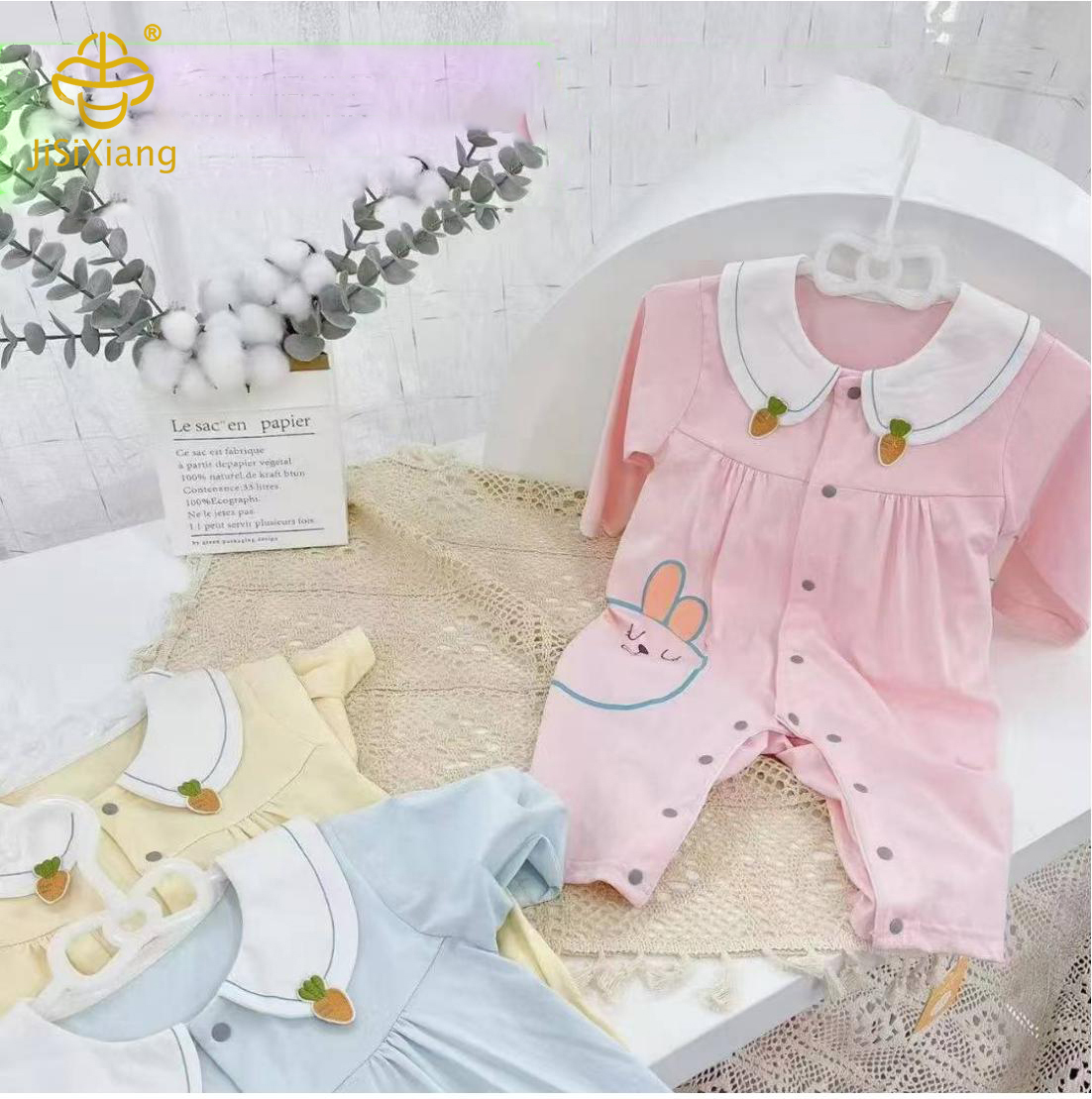 귀여운 오리 인쇄 인쇄 아기 점프 수트