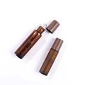 Perfume Essential Oil Clear Roller Bottle 5 10 15ml amber frosted Glass Roll on Bottle with plastic wooden Bamboo Lid and Roller1