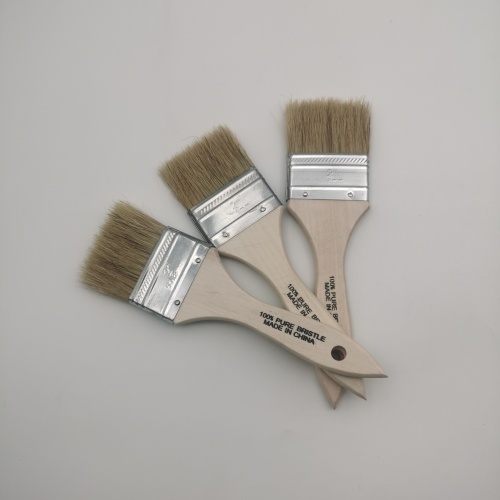 Wood handle paint brush