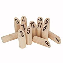 Viking Bowling - Rubberwood Viking Kubb with Carrying Bag - Numbered Block Toss Game