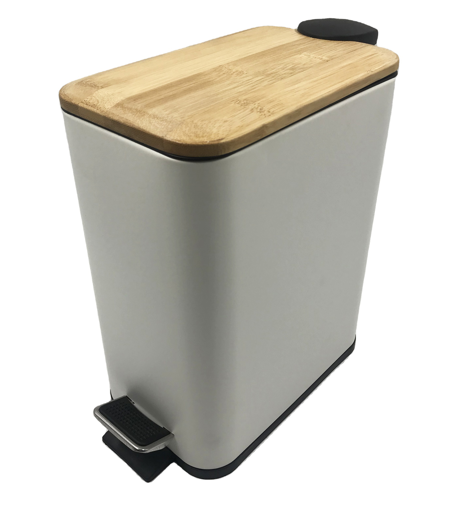 Bamboo Lid Rectangle Trash Can