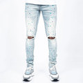 Splash Printed Custom Denim Distressed Pants Slim Mens Χονδρική Άνδρες Παντελόνια Παντελόνια Κινώδη τζιν1