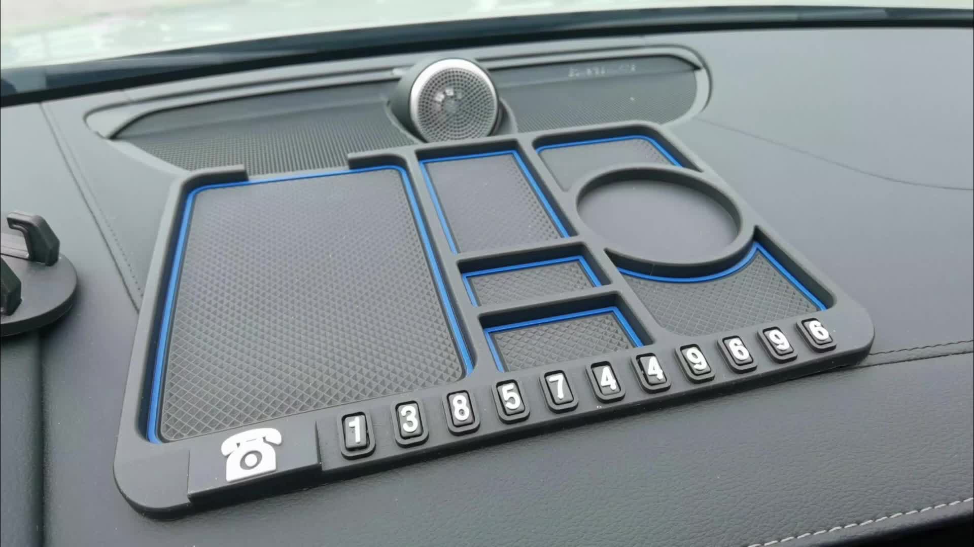 Multi-function car mobile phone bracket car non-slip pad bracket storage pad temporary parking number1