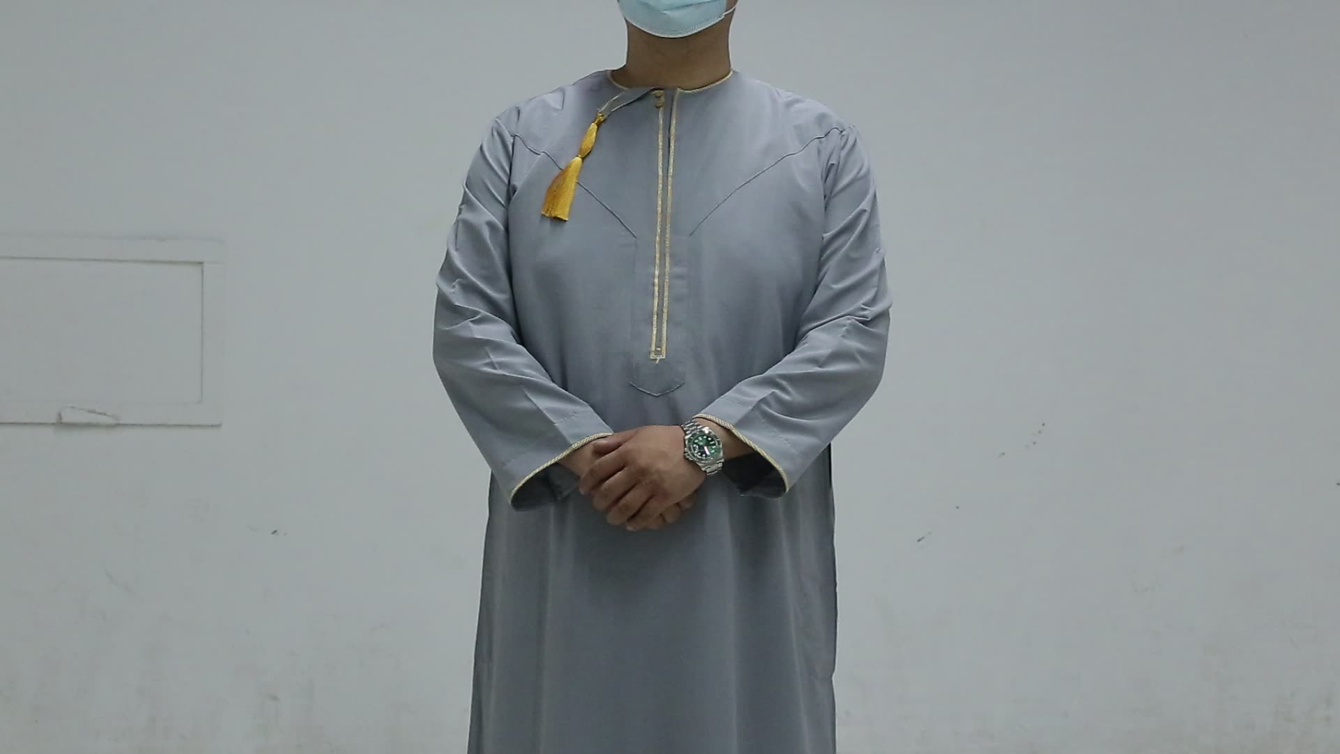 Originale IKAF Round Collar ricamato Muslim Muslim Polyester Kurta Kaftan Abaya Jalabya ​​Ethnic Thobe Muslim Clothing1