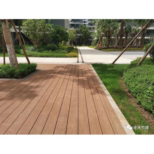 light carbonised outdoor bamboo decking in Kunming, the spring city