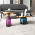 Dernier design en verre rond Top Gold Metal Color Table d&#39;appoint