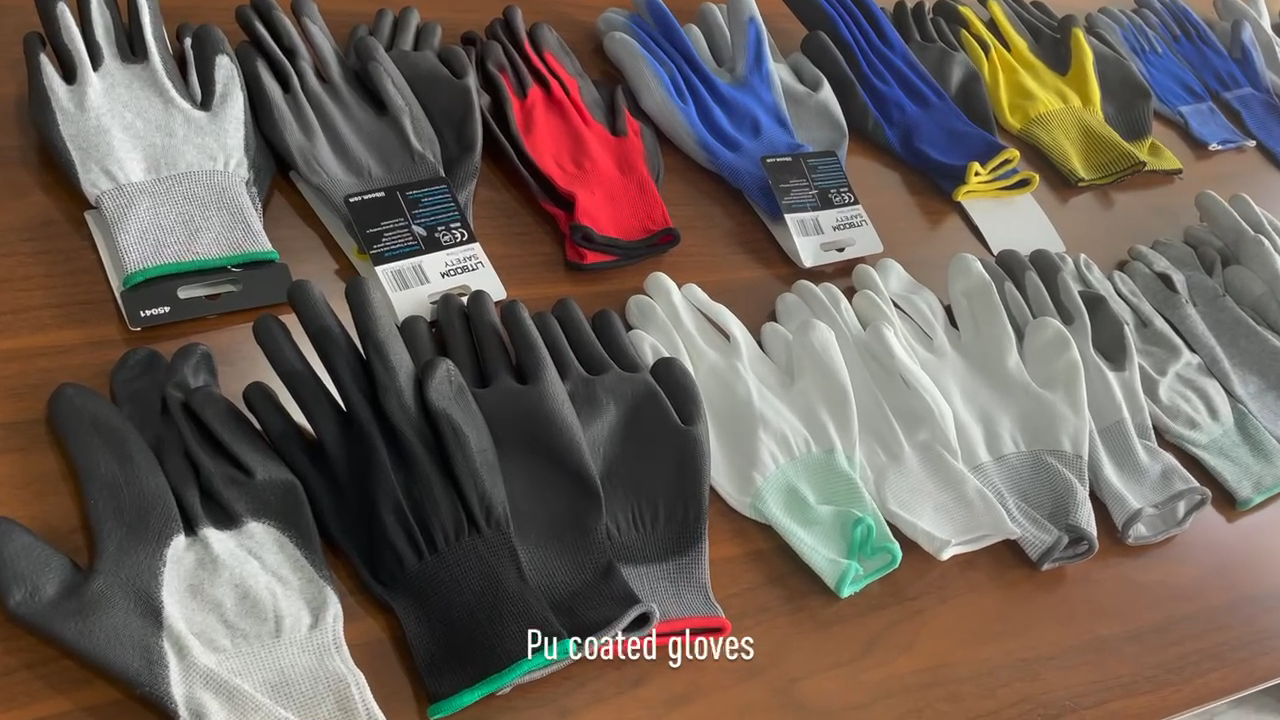 OEM-логотип 13G Pulester Pu Palm Palm Catwated Antistatic Work Gloves1