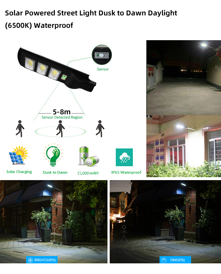 Ip65 Outdoor 60Wattt 120Wattt 180Wattt 240Wattt 300Wattt Sensor de movimento integrado All In One Led Solar Street Light