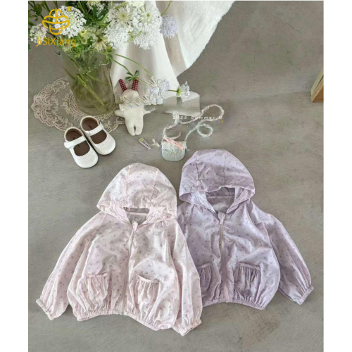 귀여운 소녀 후드 프린트 경량 코트