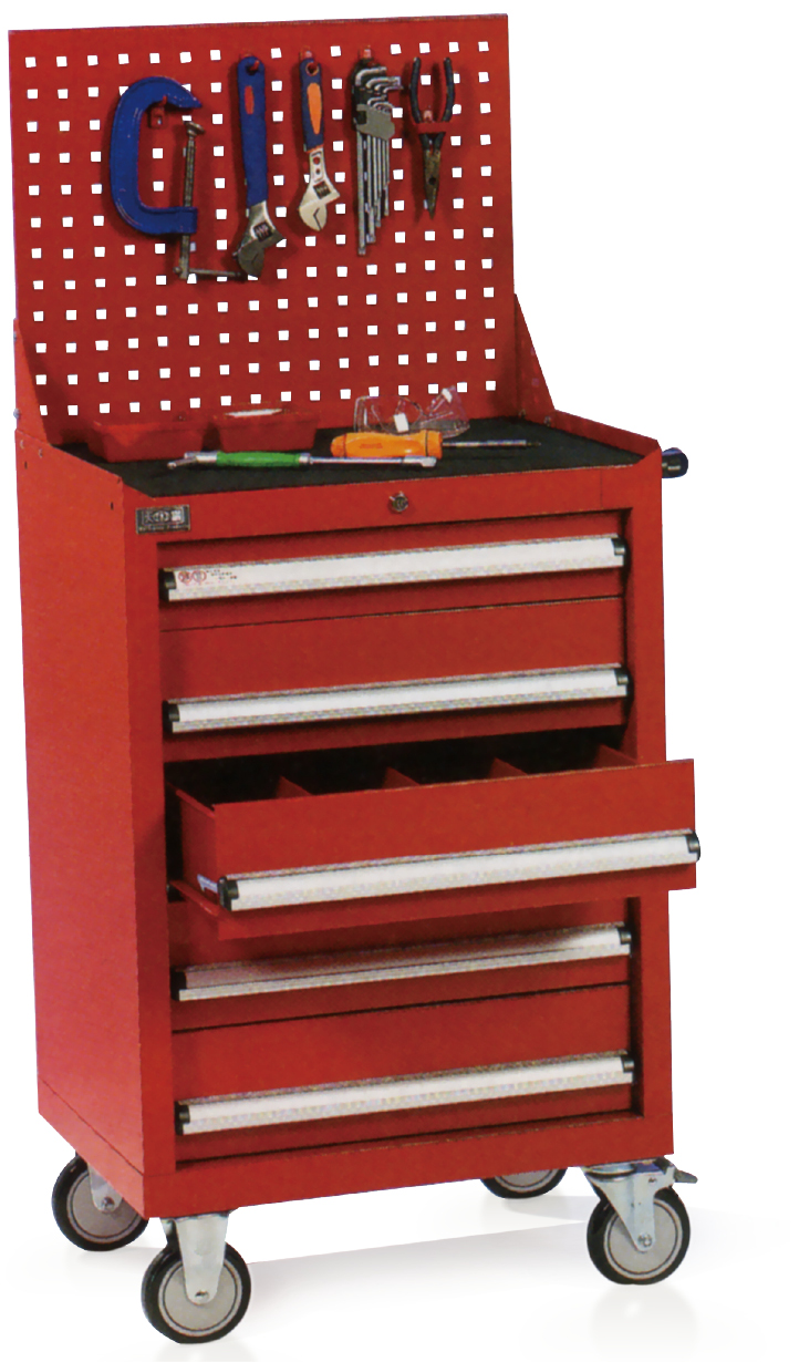 Five drawer tool cabinet with boxes