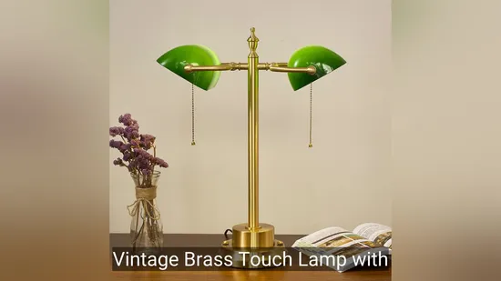 Lâmpada de toque de latão vintage com tom de mármore para estudo1