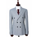Men's High Quality Woolen Double Breasted Slim Fit Business Suit High Button Decoration Thin Thickness1