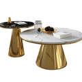 Design modern set de cafea de lux set rotund marmură top din oțel inoxidabil din oțel inoxidabil, mobilier combinat mare și mic