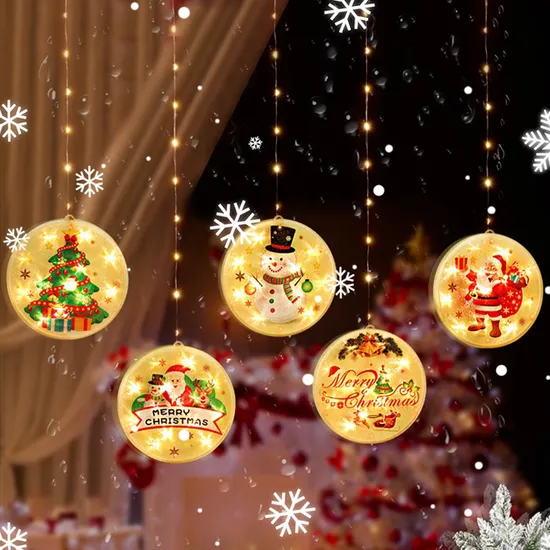 Encantadoras luces de hadas LED con diseños de Santa y alces1