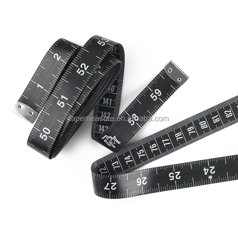 تصميم عصري من القماش الأسود للخياطة من نوع PVC الناعم قياس شريط القياس مع شعارك المخصص