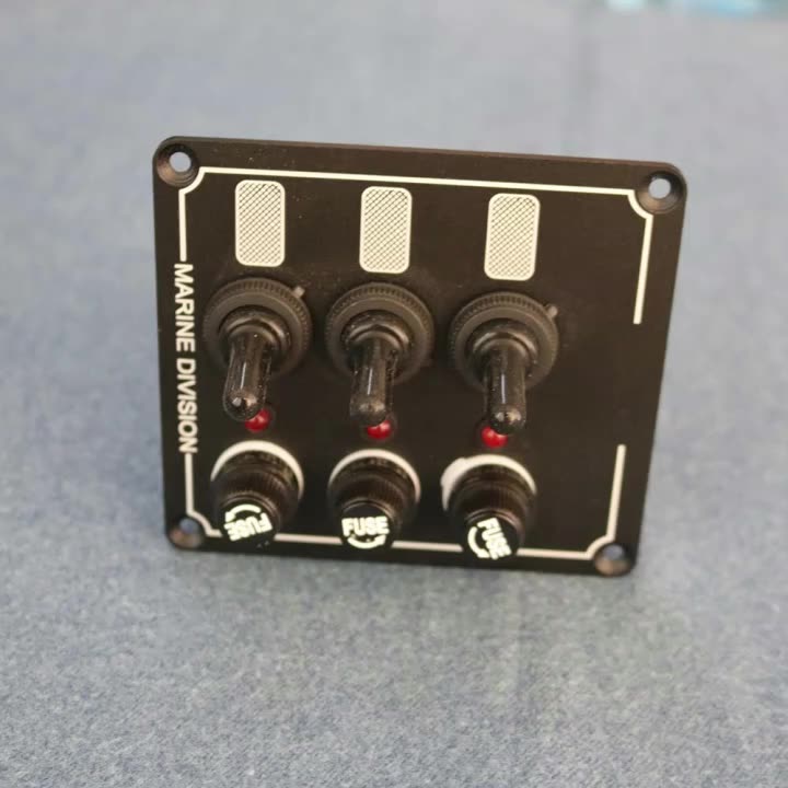 Panel de interruptor de botón de fibra de carbono 12V 20A con LED rojo para yates de botes de vehículos recreativos IP661