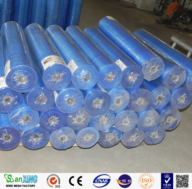 2022 Sanxing // China Factory Supply 4x4 160gr/M2 Orange Blue Glass Serat Mesh Fiberglass Wall Plaspter Net untuk Pasar Turki