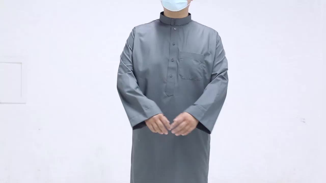 Abbigliamento islamico uomini a maniche lunghe Thobe Jubba Arabo abiti da uomo Musulmani Adoratura Adoratura vetta