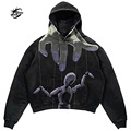 OEM Acid Washed Hoodie with Puff Print - Custom Heavyweight Full Zip Up Hoodie for Men1