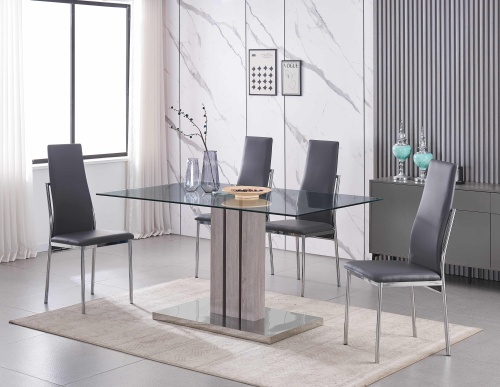 Mesa de comedor de vidrio templado cuadrado moderno para hotel