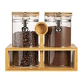 Round Airtight Coffee Tea Spice Glass Jar Kitchen Organizer Storage Bottles Sealed Glass Food Storage Jars With Bamboo Lid1