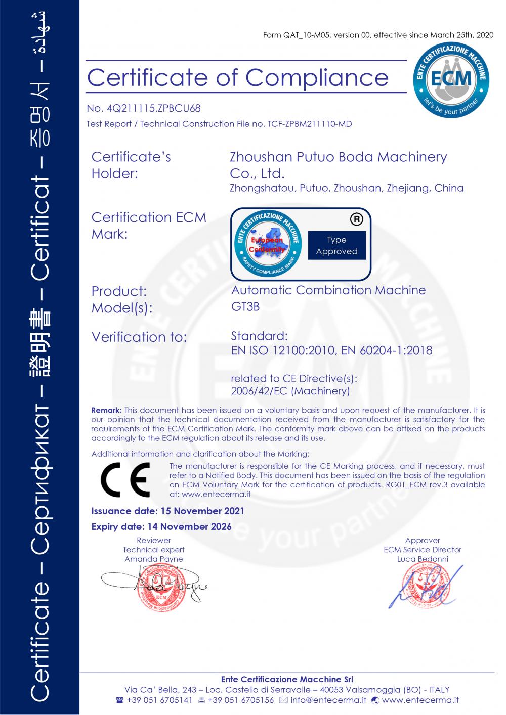 Certificate of Compliance