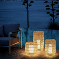 High Luxury Custom Modern Outdoor Solar Rattan Garden Floor Lamp1