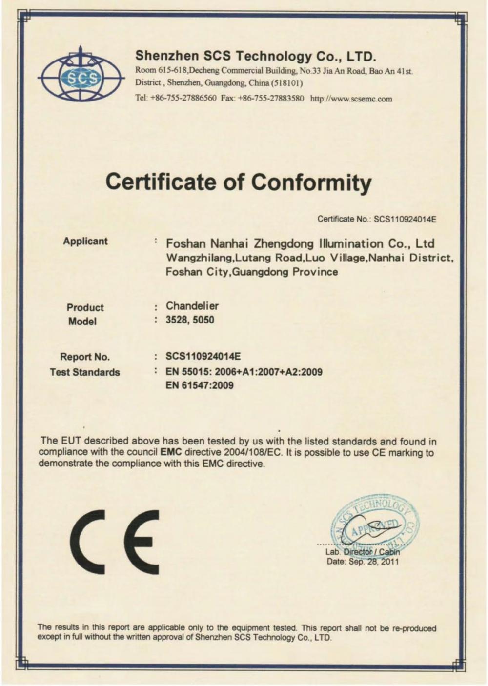 Certificate of Conformity