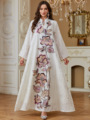 لباس سنتی جلابیا خاورمیانه با پولک دوزی گلدوزی شده لباس مسلمان زنانه عبایی EID Applique Abaya Robe1