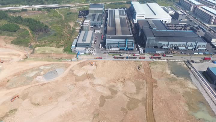 Vista aérea de la base de producción de fundición de hierro dúctil – Instalación de 17500 metros cuadrados