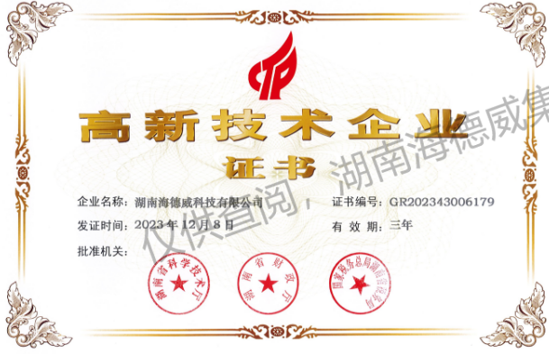 High tech Enterprise Certificate