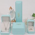 Han Hong New Custom Logo Schmuck Verpackung Box Blau Leder Schmuckschachtel Quadratische Ohrringe Halskette Ring Schmuckschachtel1