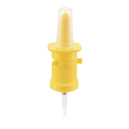 Bomba pulverizadora nasal amarela 18/415 com tampa contra poeira transparente