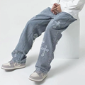 Υψηλής ποιότητας Customeded Jeans Fashion Street Hip Hop Mid Rise Baggy Jeans Παντελόνια Ανδρών