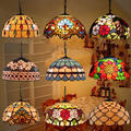 Customized Colorful Tiffany Pendant Light: Antique Red Flower Stained Glass Lampshade1