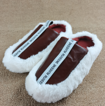 PU and plush slipper for women 
