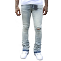 Προσαρμοσμένα παντελόνια denim σχισμένα μπλε patched mens skinny τζιν κορυφαία ποιότητα1