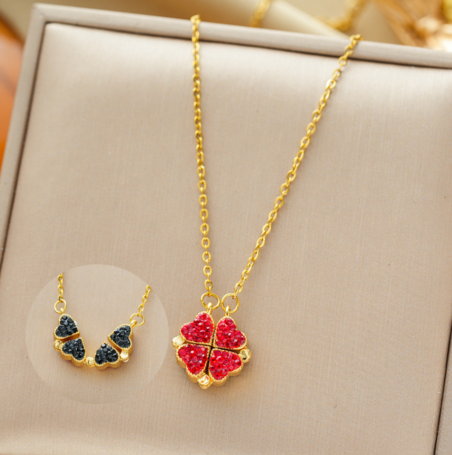 Collar plegable de cristal rojo de lujo para mujeres