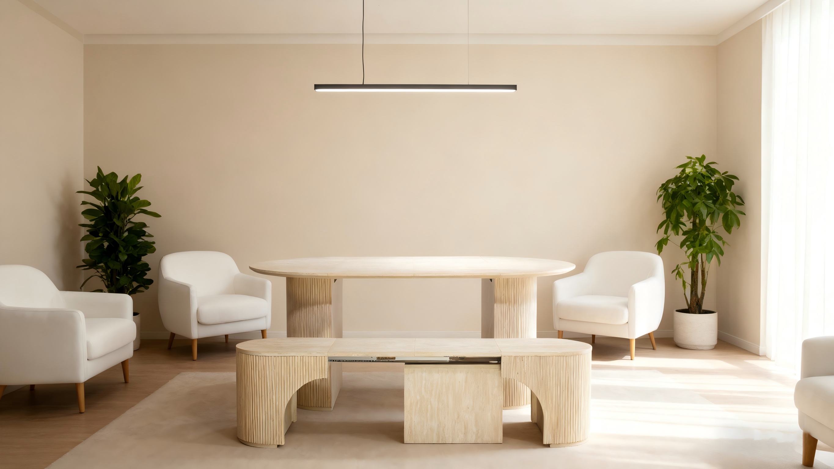 BR-25B01 Banco de jantar extensível de madeira ajustável elegante para espaços modernos